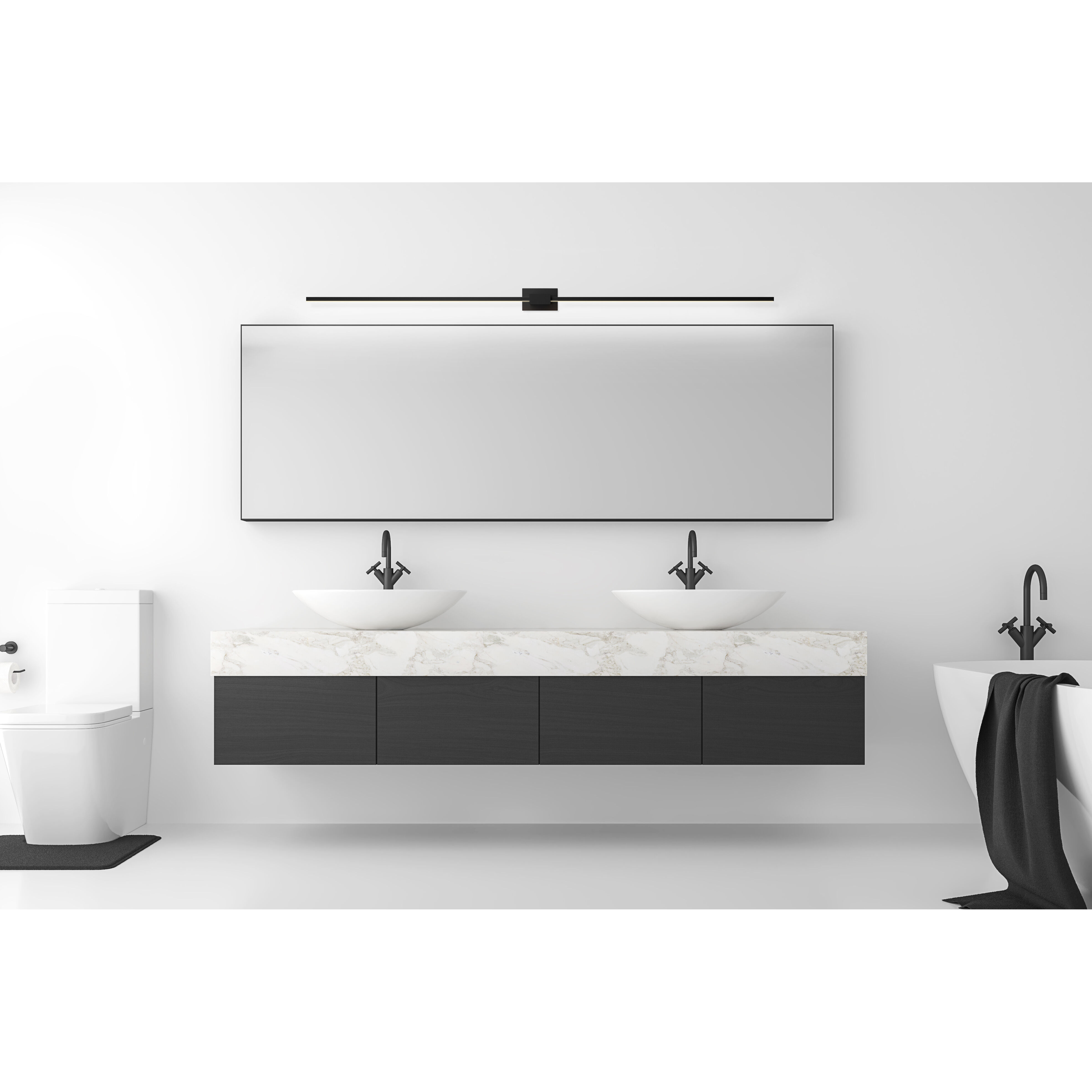 Z-Bar LED 24 inch Matte white Wall Sconce Wall Light, Center Mount